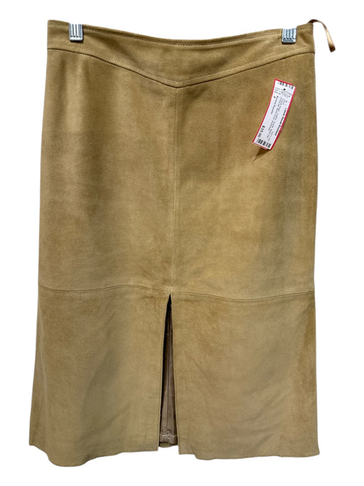 Banana Republic Size 4 Camel Beige Leather Suede Back Zip Front Slit Skirt Camel Beige / 4