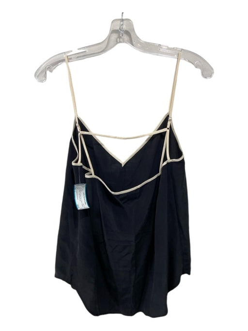 Equipment Femme Size L Black & Cream Silk V Neck Spaghetti Strap Cage Top Black & Cream / L