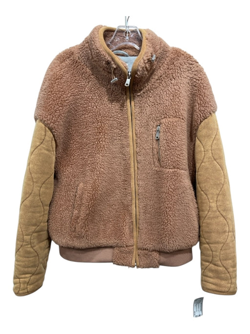 Avec Les Filles Size M Tan & multi Chest Pocket Fleece Jacket Tan & multi / M