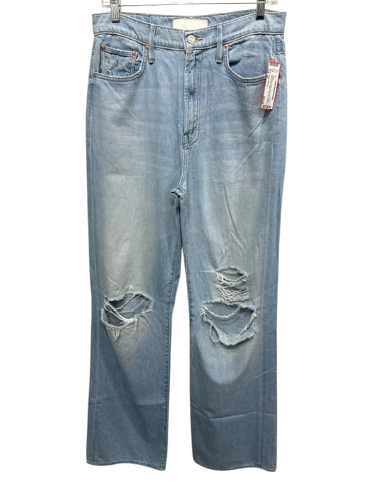 Mother Superior Size 26 Light Wash Cotton Blend Zip & Button Ripped Knee Jeans Light Wash / 26