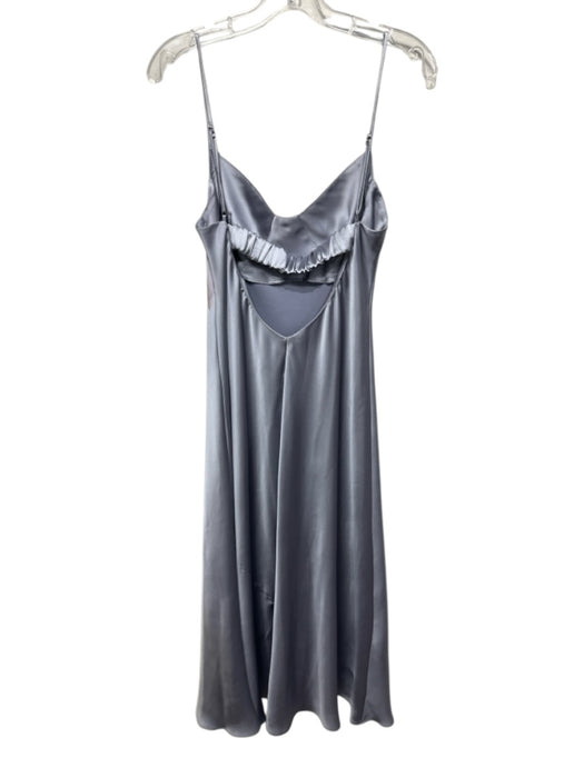 Zara Size L Grey Polyester Satin Elastic Back Maxi Strappy Dress Grey / L