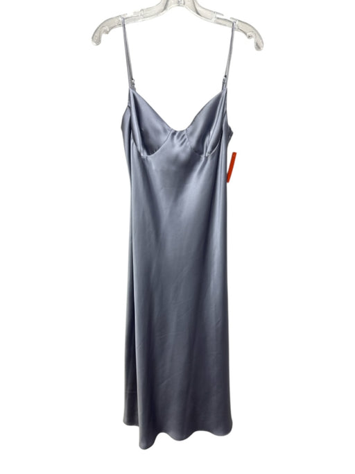 Zara Size L Grey Polyester Satin Elastic Back Maxi Strappy Dress Grey / L