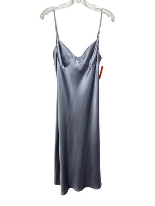 Zara Size L Grey Polyester Satin Elastic Back Maxi Strappy Dress Grey / L