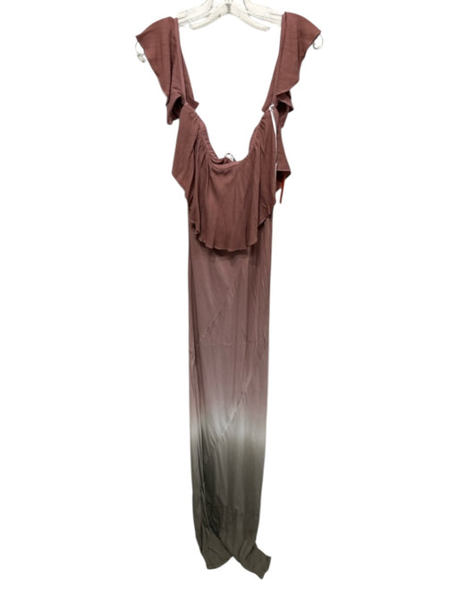 Young Fab & Broke Size M Brown, White & Green Rayon Flutter Cap sleeve Dress Brown, White & Green / M