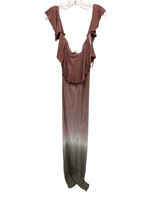 Young Fab & Broke Size M Brown, White & Green Rayon Flutter Cap sleeve Dress Brown, White & Green / M