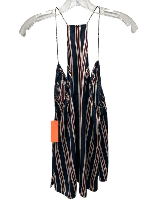 Cami NYC Size L Blue, Red, White Silk Lace Detail Strappy Striped Top Blue, Red, White / L