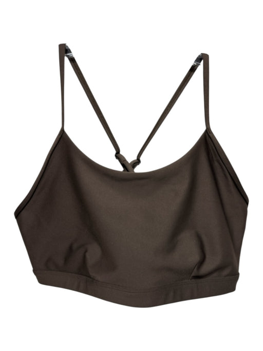 Alo Size L Brown Synthetic Cross Back Elastic Bodice Athletic Top Brown / L