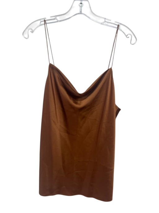 Cami NYC Size L Brown Silk Cowl Neck Strappy Satin Top Brown / L