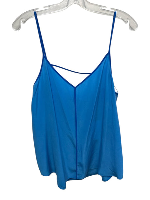 Equipment Femme Size L Blue Silk Straps Crepe Cami Contrast Piping Top Blue / L