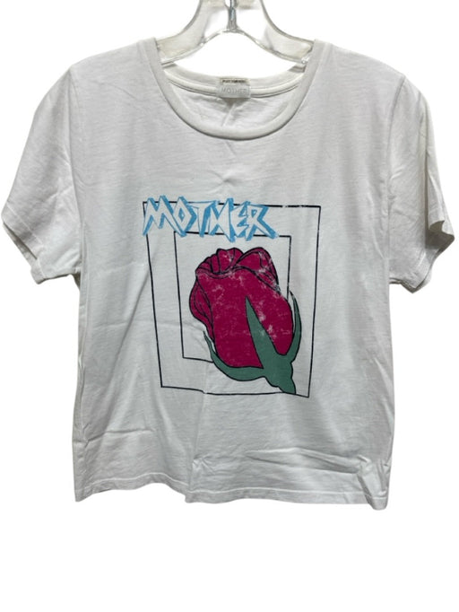 Mother Size M White & Multi Cotton Graphic Print Boxy Cap Sleeve Top White & Multi / M