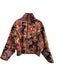 Mother Size L Blue, Red, Brown Cotton Quilted Floral Print Snaps Jacket Blue, Red, Brown / L