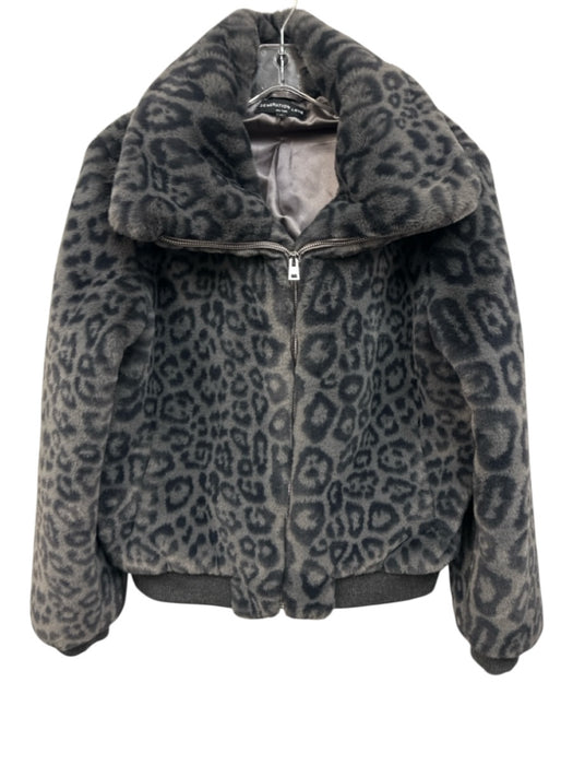Generation Love Size M Gray & Dark Gray Poly Blend Faux Fur Cheetah Print Jacket Gray & Dark Gray / M