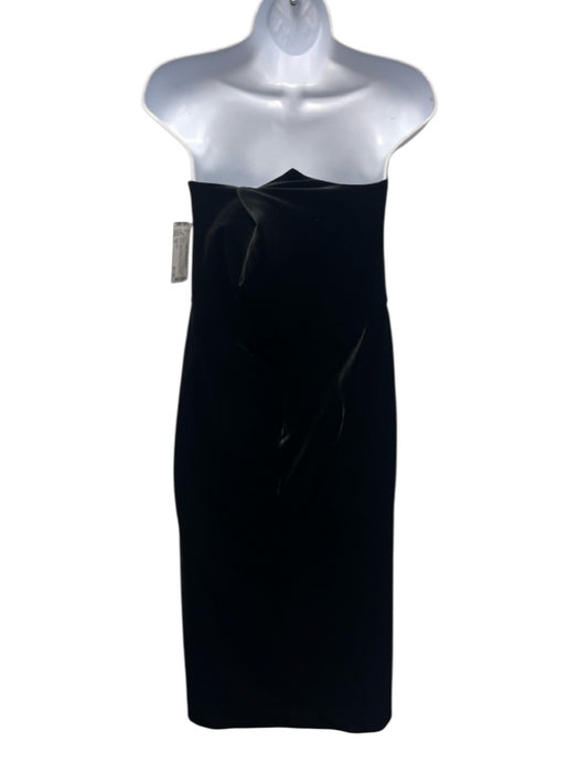 Black Halo Size 10 Black Polyamide Blend Velvet Strapless Draped Detail Dress Black / 10