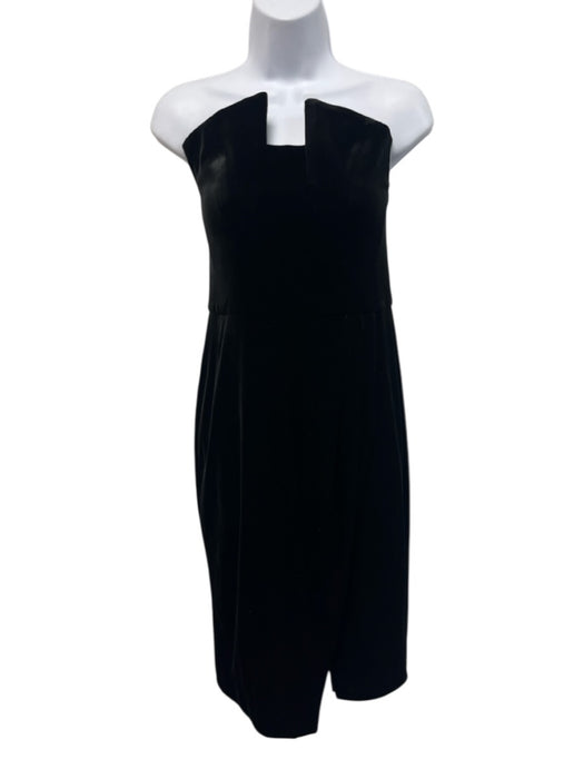 Black Halo Size 10 Black Polyamide Blend Velvet Strapless Draped Detail Dress Black / 10