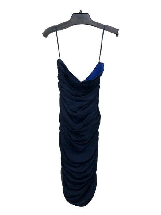 Diane Von Furstenberg Size 8 Midnight blue Silk Sleeveless Side Zip Ruched Dress Midnight blue / 8