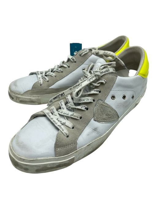 Philippe Model Shoe Size 41 White, Gray, Neon Yellow Leather Lace Up Sneakers White, Gray, Neon Yellow / 41