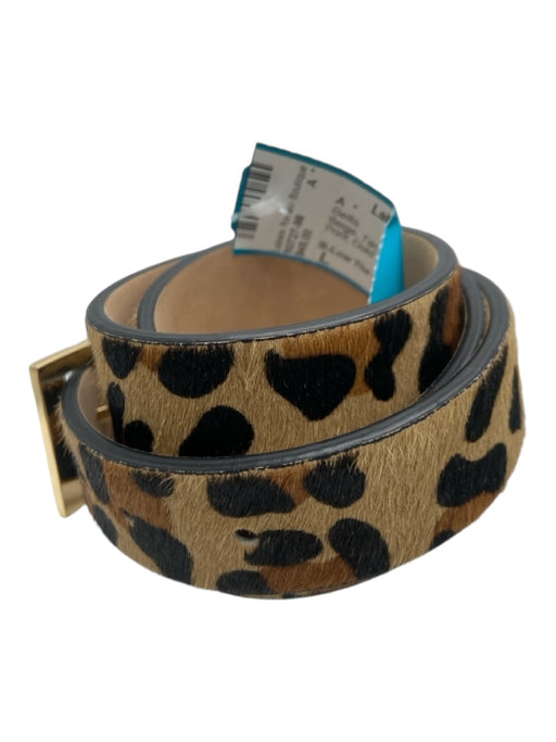 B-Low The Belt Beige, Tan, Black Leather Fur Animal Print Gold Hardware Belts Beige, Tan, Black / L