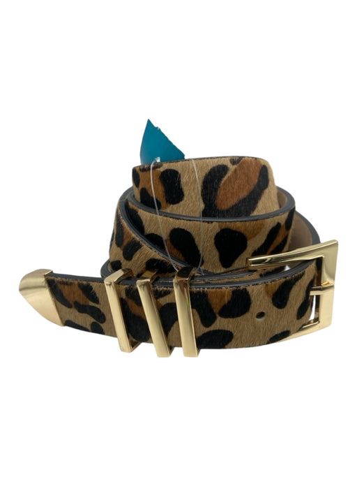 B-Low The Belt Beige, Tan, Black Leather Fur Animal Print Gold Hardware Belts Beige, Tan, Black / L