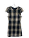 Alice + Olivia Size 6 Black White Yellow Cotton Blend Plaid Round Neck Dress Black White Yellow / 6