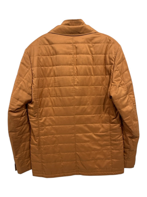 Cornelliani Size Est M Orange Synthetic Solid Puffer Patch Pocket Men's Jacket Est M