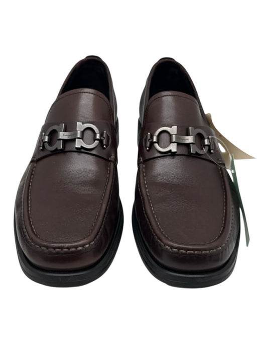 Ferragamo Shoe Size 8.5 Like New Brown Leather Solid Stacked Heel Dress Shoes Brown / 8.5
