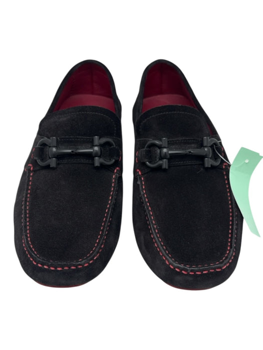 Ferragamo Shoe Size 8 Navy & Red Suede Solid Dress Driver Men's Shoes Navy & Red / 8