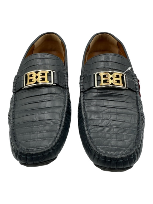 Bally Shoe Size 9 Navy Blue Crocodile Embossed Loafer Men's Shoes Navy Blue / 9