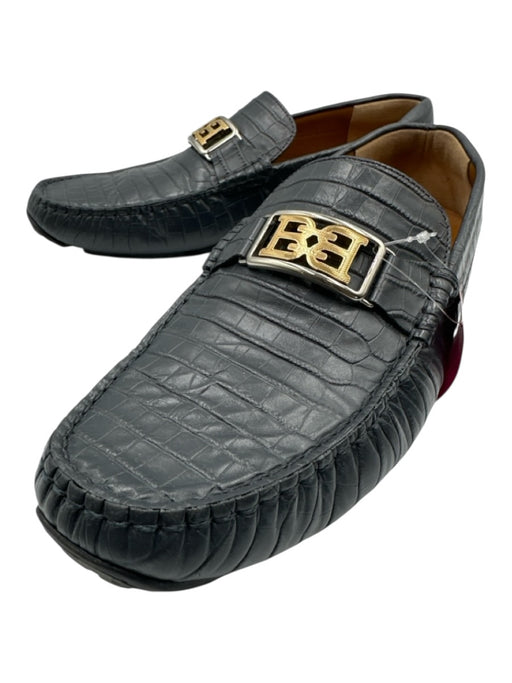Bally Shoe Size 9 Navy Blue Crocodile Embossed Loafer Men's Shoes Navy Blue / 9