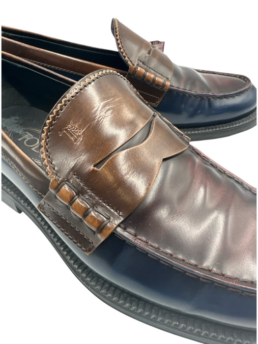 Tods Shoe Size 7 AS IS Blue & Brown Leather Loafer Men's Shoes Blue & Brown / 7