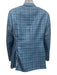 Canali Blue Wool & Silk Blend Plaid Notch Lapel 2 Button Men's Blazer Blue / 38R