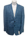 Canali Blue Wool & Silk Blend Plaid Notch Lapel 2 Button Men's Blazer Blue / 38R