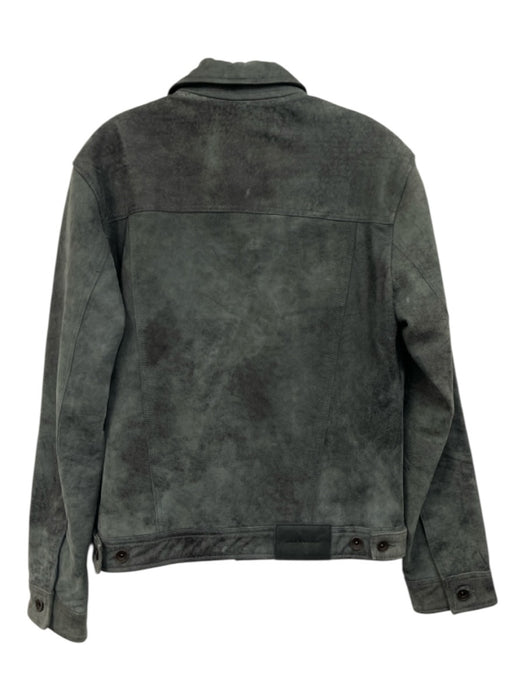 John Varvatos Size 48 Gray Leather Washed Trucker Men's Jacket Gray / 48