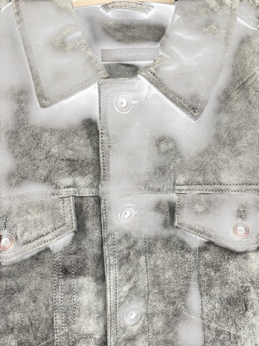 John Varvatos Size 48 Gray Leather Washed Trucker Men's Jacket Gray / 48