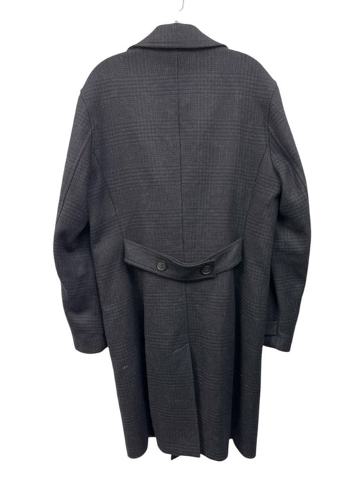 Reiss Size Est L Navy Blue Wool Blend Plaid Double Breasted Men's Jacket Navy Blue / Est L