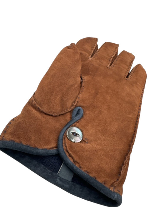 Bergdorf Goodman Brown Suede Solid Driving Men's Gloves Brown