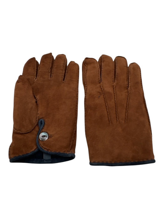 Bergdorf Goodman Brown Suede Solid Driving Men's Gloves Brown