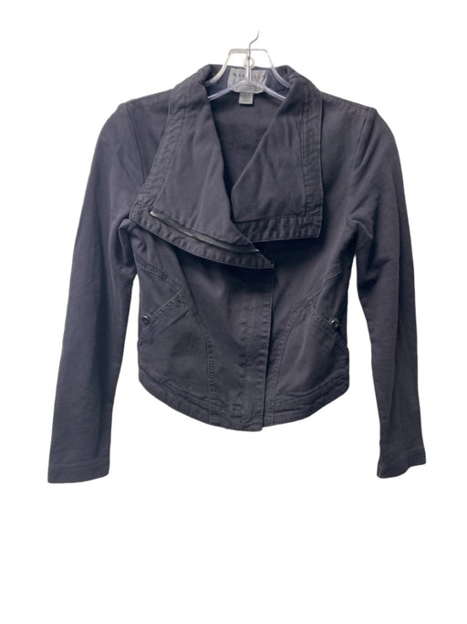 Marrakech Size XXS Dark Gray Cotton Zip Up Collared Button Pockets Crop Jacket Dark Gray / XXS