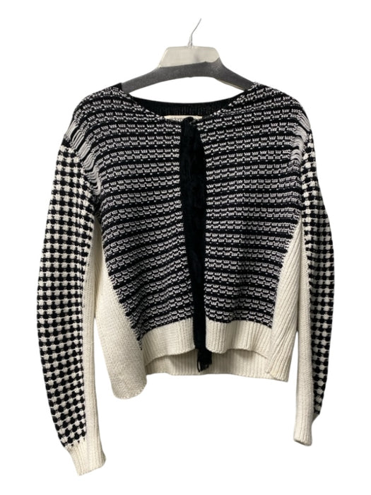 Aldo Martins Size Medium Black & White Cotton Blend Long Sleeve Knit Sweater Black & White / Medium