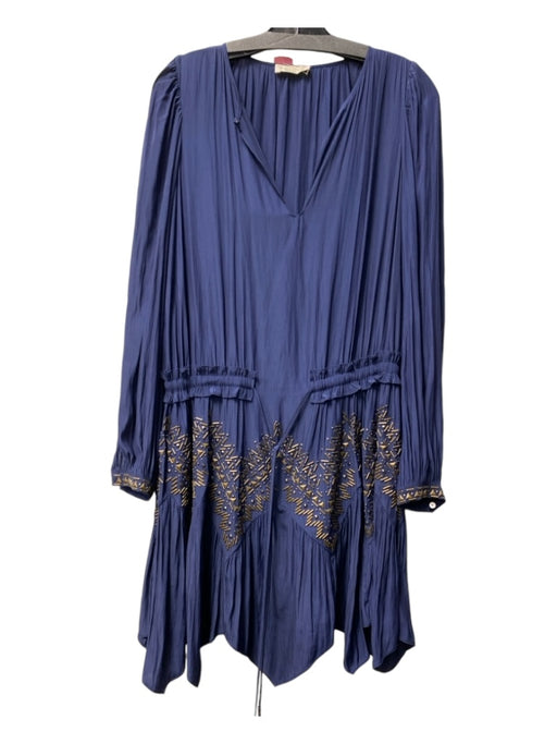 Ramy Brook Size Est L Navy & Bronze Polyester Drop Waist Tie at Waist Dress Navy & Bronze / Est L