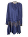 Ramy Brook Size Est L Navy & Bronze Polyester Drop Waist Tie at Waist Dress Navy & Bronze / Est L