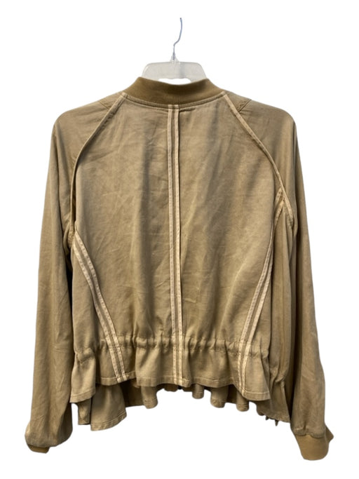 By Anthropologie Size S Tan Gold Lyocell blend Round Neck Zip Front Jacket Tan Gold / S