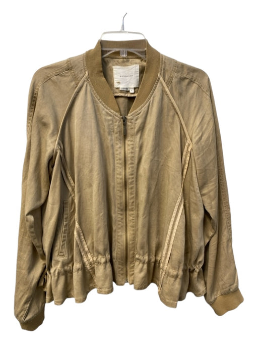 By Anthropologie Size S Tan Gold Lyocell blend Round Neck Zip Front Jacket Tan Gold / S