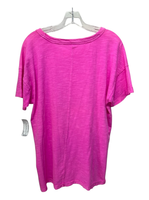 Pilcro Size S Hot pink Cotton Heathered Scoop Neck Short Sleeve Back Slit Top Hot pink / S