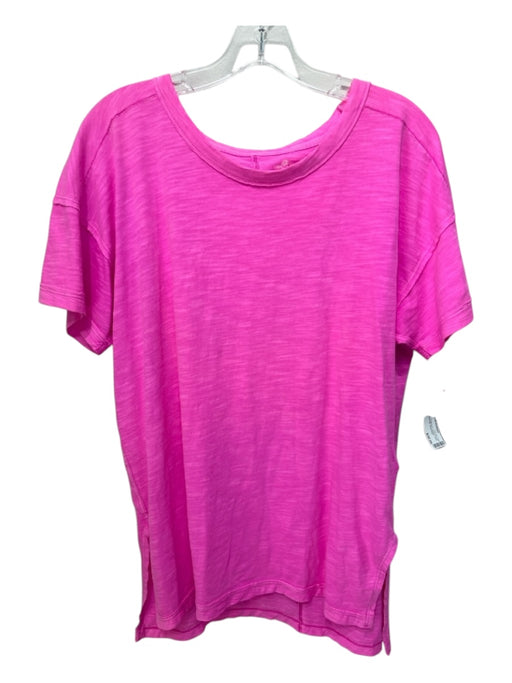 Pilcro Size S Hot pink Cotton Heathered Scoop Neck Short Sleeve Back Slit Top Hot pink / S