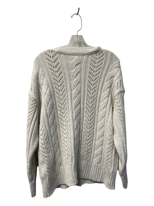 Anthropologie Size XS Eggshell Acrylic Blend Deep V Cable Knit Sweater Eggshell / XS
