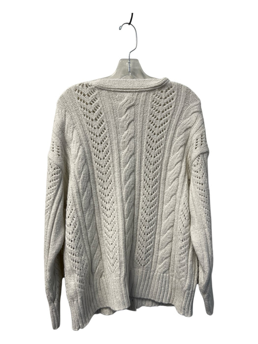 Anthropologie Size XS Eggshell Acrylic Blend Deep V Cable Knit Sweater Eggshell / XS