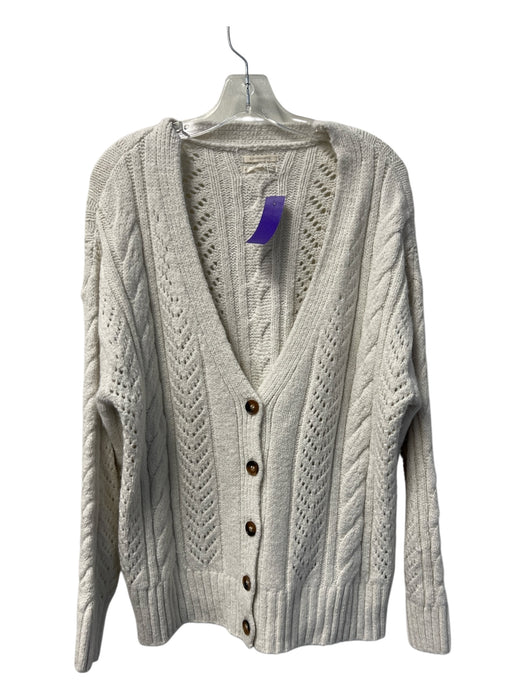 Anthropologie Size XS Eggshell Acrylic Blend Deep V Cable Knit Sweater Eggshell / XS