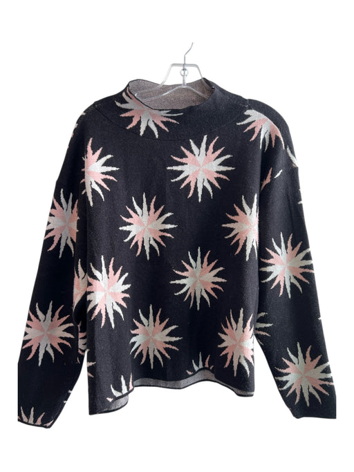 Maeve Size Small Black, Light Pink, White Viscose Blend Floral Sweater Black, Light Pink, White / Small