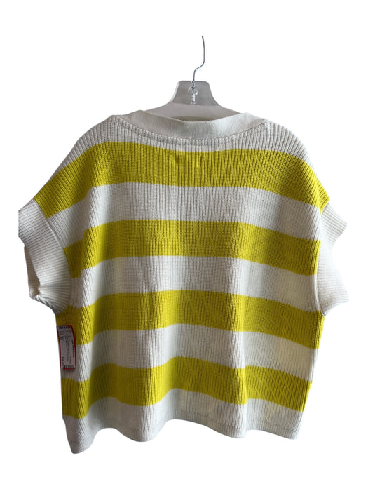 Maeve Size XS Cream & Yellow Cotton Blend Stripe V Neck Sleeveless Knit Sweater Cream & Yellow / XS