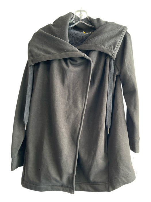 Zella Size Medium Black Polyester Blend Snap Athletic Hood Long Sleeve Jacket Black / Medium